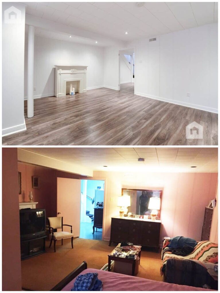 Basement before and after apex reno renovations montreal